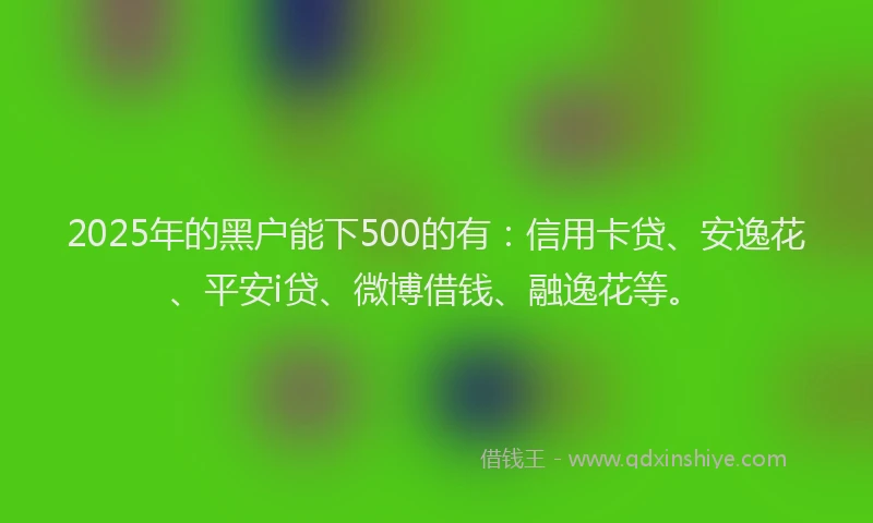 2025年的黑户能下500的有：信用卡贷、安逸花、平安i贷、微博借钱、融逸花等。