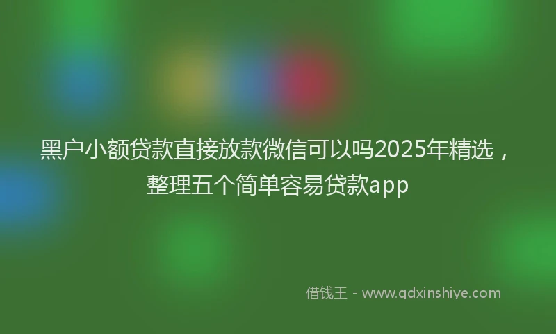 黑户小额贷款直接放款微信可以吗2025年精选，整理五个简单容易贷款app