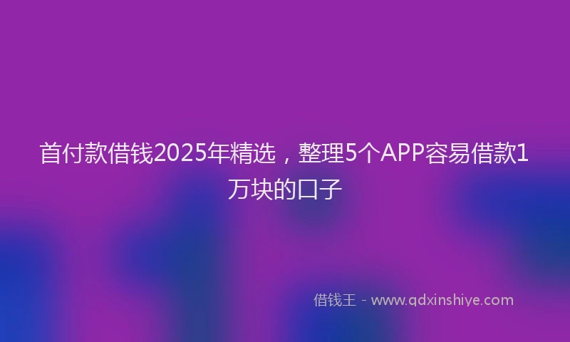 首付款借钱2025年精选，整理5个APP容易借款1万块的口子