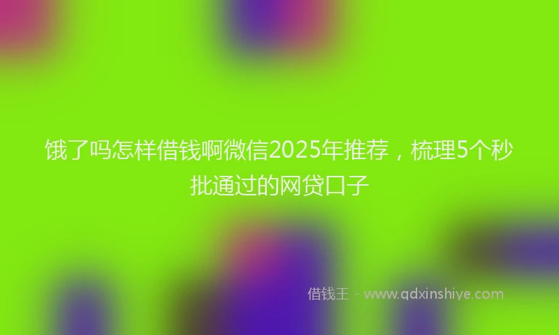饿了吗怎样借钱啊微信2025年推荐，梳理5个秒批通过的网贷口子
