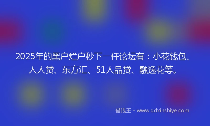 2025年的黑户烂户秒下一仟论坛有：小花钱包、人人贷、东方汇、51人品贷、融逸花等。