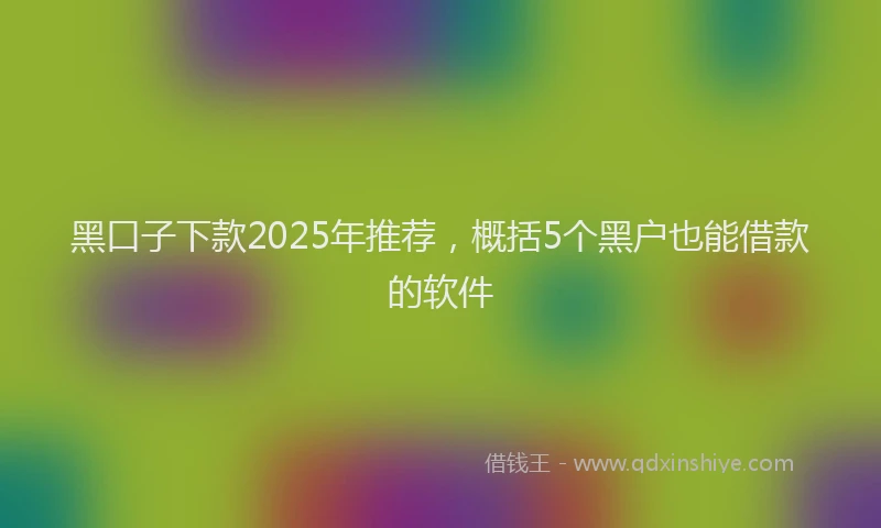 黑口子下款2025年推荐，概括5个黑户也能借款的软件