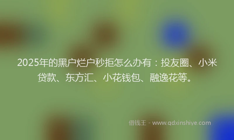 2025年的黑户烂户秒拒怎么办有：投友圈、小米贷款、东方汇、小花钱包、融逸花等。