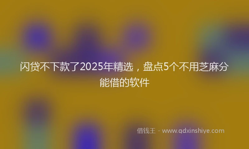 闪贷不下款了2025年精选，盘点5个不用芝麻分能借的软件