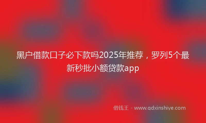 黑户借款口子必下款吗2025年推荐，罗列5个最新秒批小额贷款app