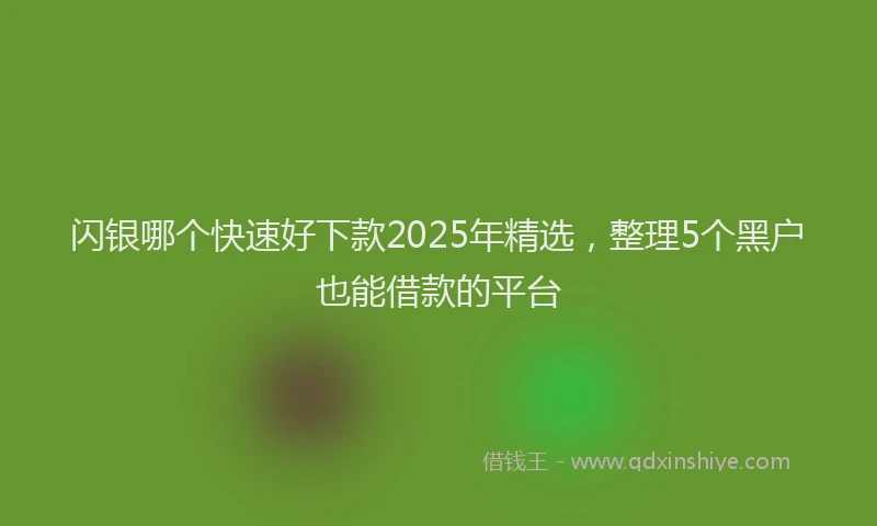 闪银哪个快速好下款2025年精选，整理5个黑户也能借款的平台