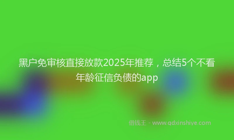 黑户免审核直接放款2025年推荐，总结5个不看年龄征信负债的app