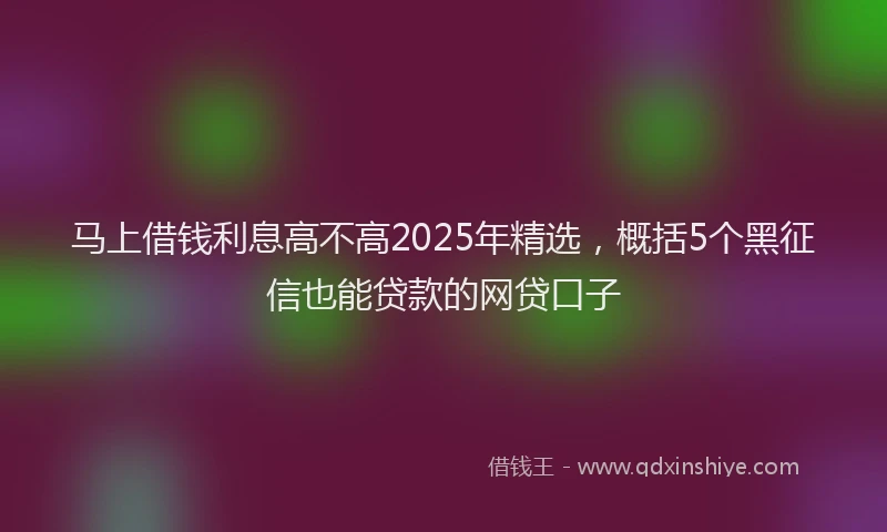马上借钱利息高不高2025年精选，概括5个黑征信也能贷款的网贷口子