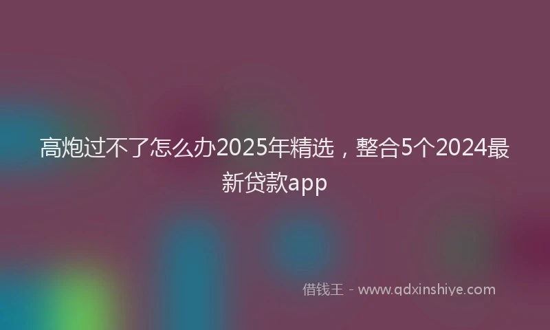 高炮过不了怎么办2025年精选，整合5个2024最新贷款app