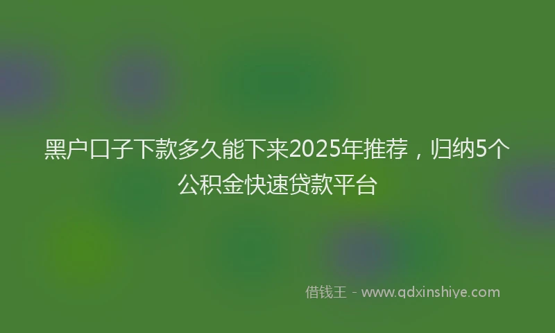 黑户口子下款多久能下来2025年推荐，归纳5个公积金快速贷款平台