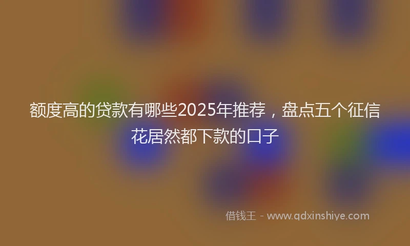 额度高的贷款有哪些2025年推荐，盘点五个征信花居然都下款的口子