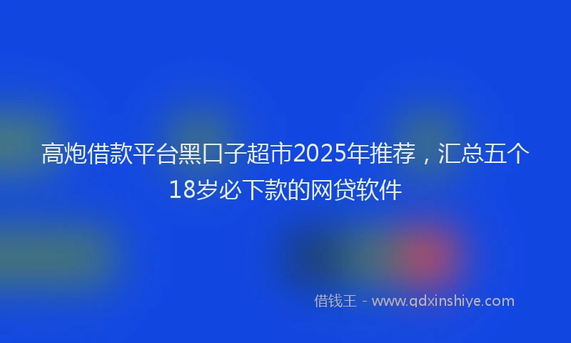 高炮借款平台黑口子超市2025年推荐，汇总五个18岁必下款的网贷软件