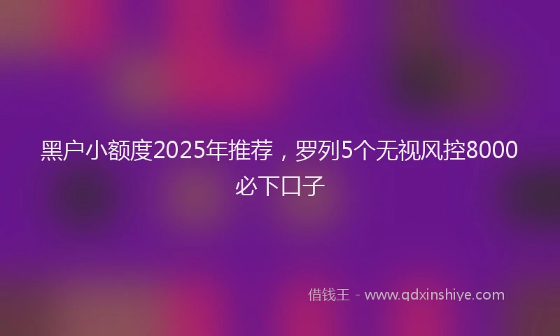 黑户小额度2025年推荐，罗列5个无视风控8000必下口子