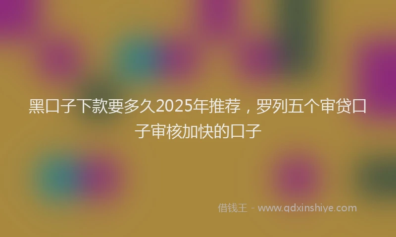 黑口子下款要多久2025年推荐，罗列五个审贷口子审核加快的口子