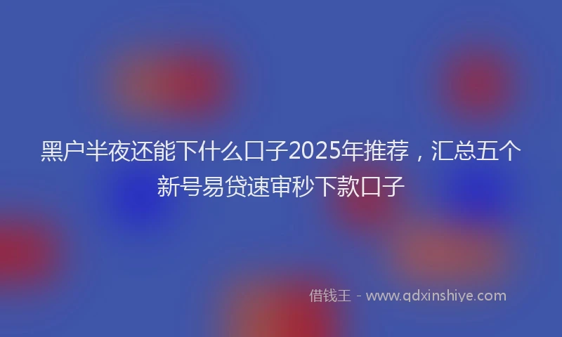 黑户半夜还能下什么口子2025年推荐，汇总五个新号易贷速审秒下款口子