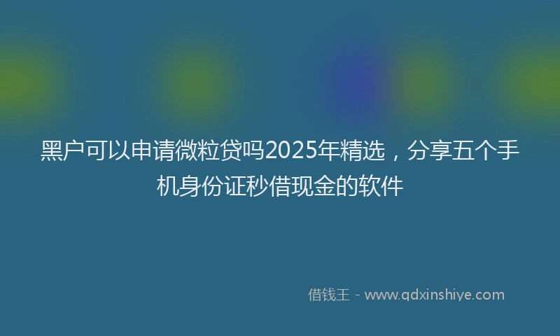 黑户可以申请微粒贷吗2025年精选，分享五个手机身份证秒借现金的软件