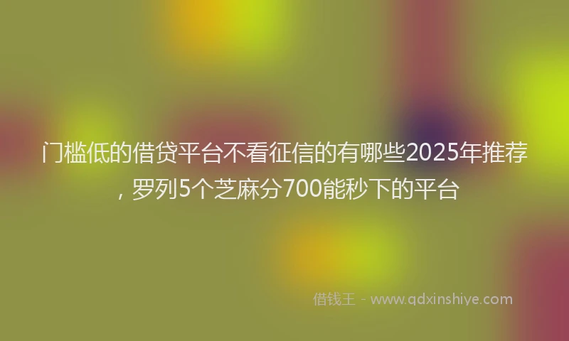 门槛低的借贷平台不看征信的有哪些2025年推荐，罗列5个芝麻分700能秒下的平台