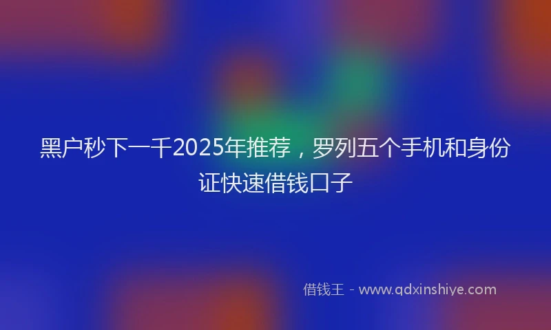 黑户秒下一千2025年推荐，罗列五个手机和身份证快速借钱口子
