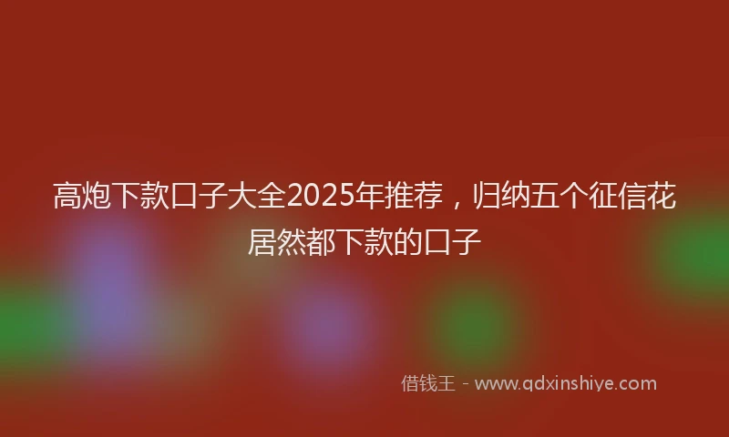 高炮下款口子大全2025年推荐，归纳五个征信花居然都下款的口子