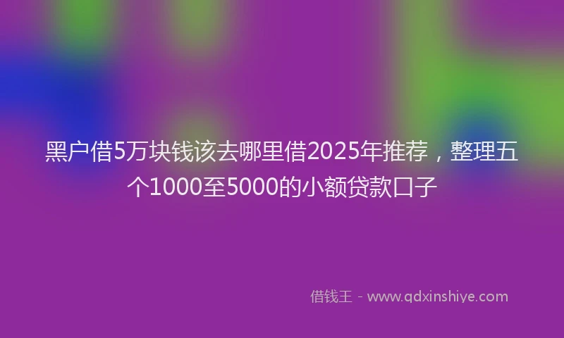 黑户借5万块钱该去哪里借2025年推荐，整理五个1000至5000的小额贷款口子