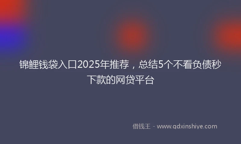 锦鲤钱袋入口2025年推荐，总结5个不看负债秒下款的网贷平台