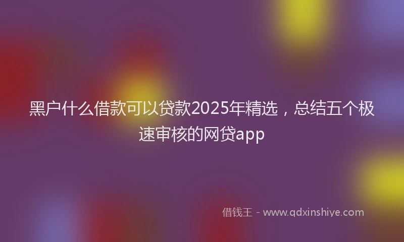黑户什么借款可以贷款2025年精选，总结五个极速审核的网贷app