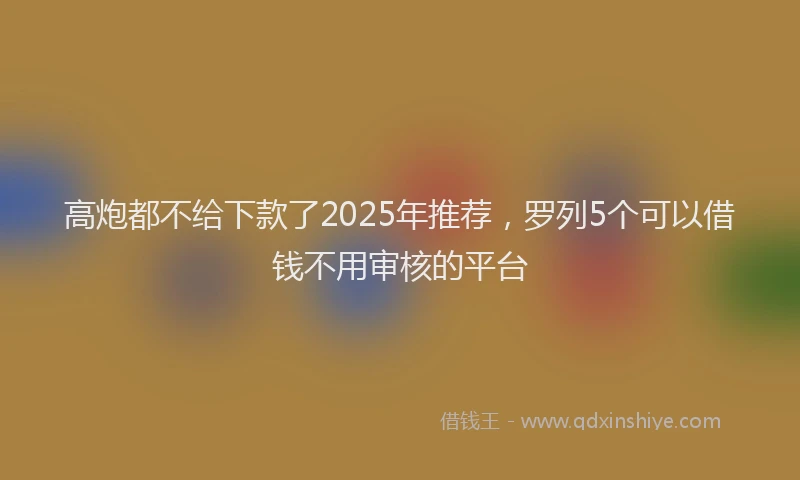 高炮都不给下款了2025年推荐，罗列5个可以借钱不用审核的平台