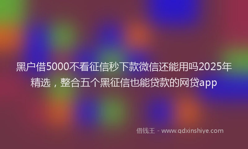 黑户借5000不看征信秒下款微信还能用吗2025年精选，整合五个黑征信也能贷款的网贷app