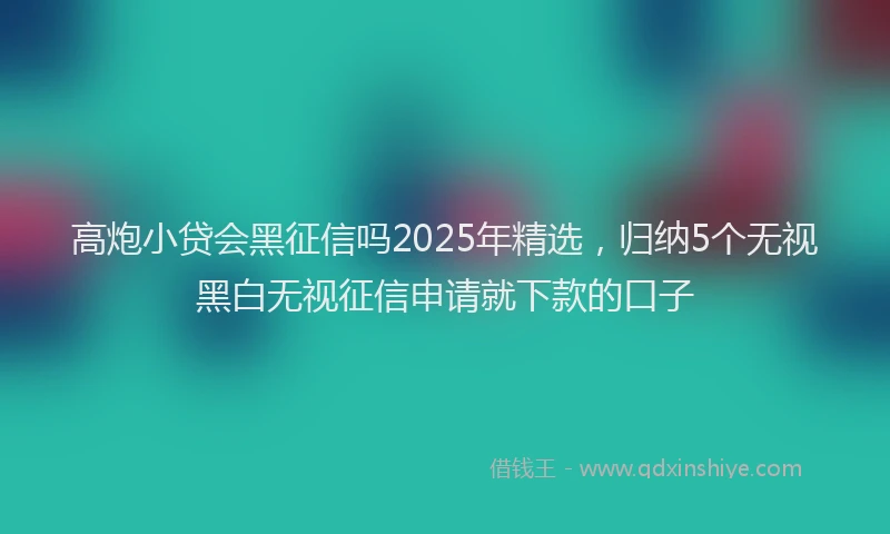高炮小贷会黑征信吗2025年精选，归纳5个无视黑白无视征信申请就下款的口子