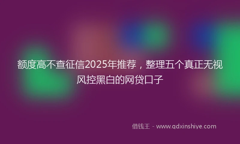 额度高不查征信2025年推荐，整理五个真正无视风控黑白的网贷口子