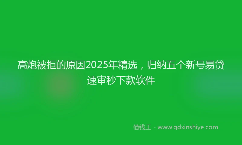高炮被拒的原因2025年精选，归纳五个新号易贷速审秒下款软件