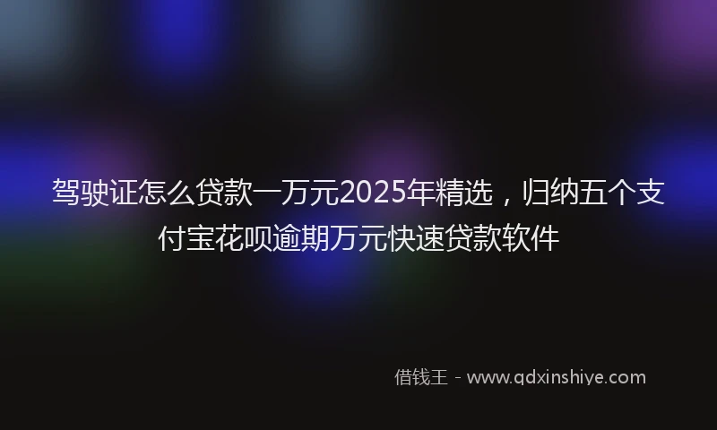 驾驶证怎么贷款一万元2025年精选，归纳五个支付宝花呗逾期万元快速贷款软件