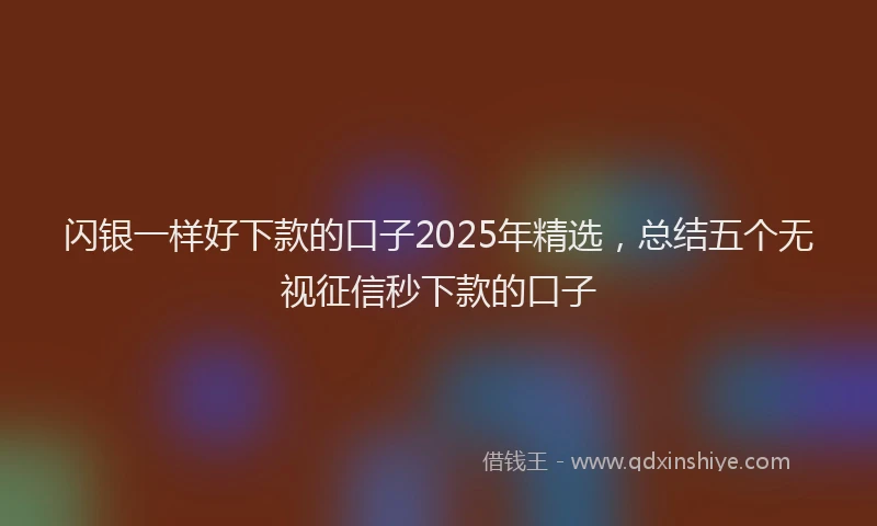 闪银一样好下款的口子2025年精选，总结五个无视征信秒下款的口子