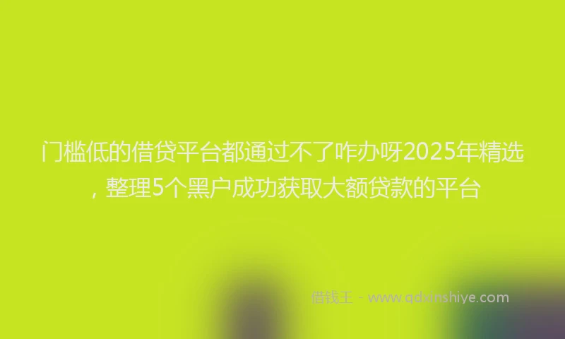 门槛低的借贷平台都通过不了咋办呀2025年精选，整理5个黑户成功获取大额贷款的平台