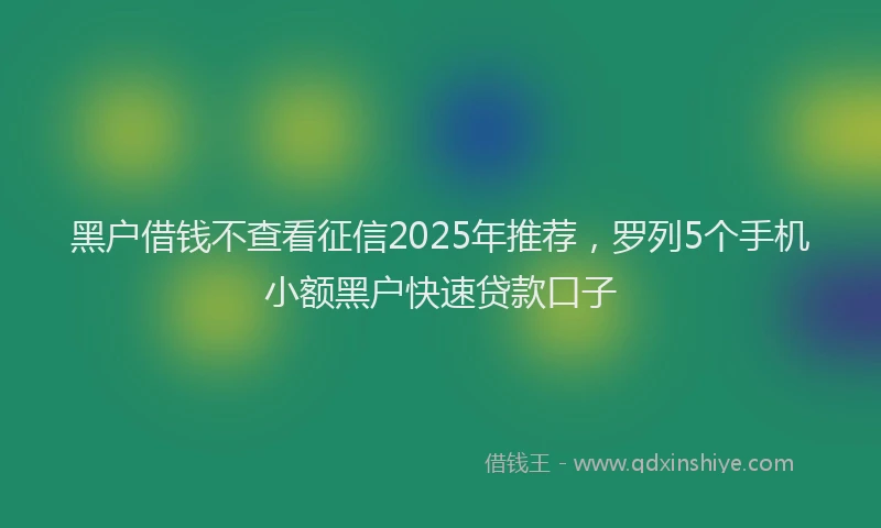 黑户借钱不查看征信2025年推荐，罗列5个手机小额黑户快速贷款口子