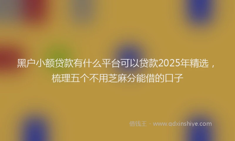 黑户小额贷款有什么平台可以贷款2025年精选，梳理五个不用芝麻分能借的口子