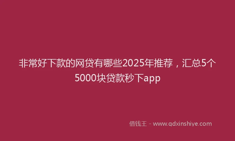 非常好下款的网贷有哪些2025年推荐，汇总5个5000块贷款秒下app