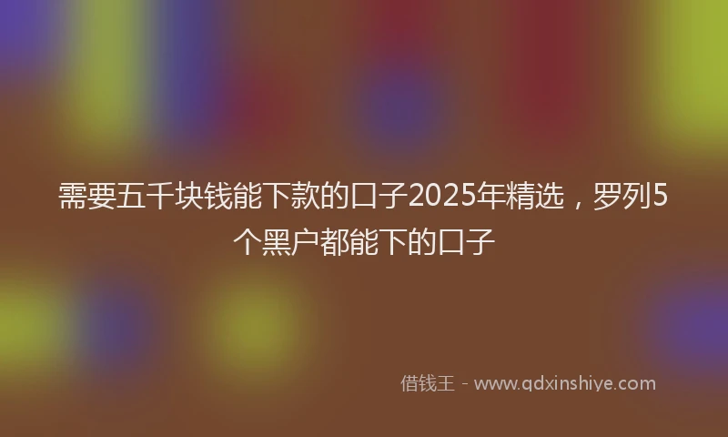 需要五千块钱能下款的口子2025年精选，罗列5个黑户都能下的口子