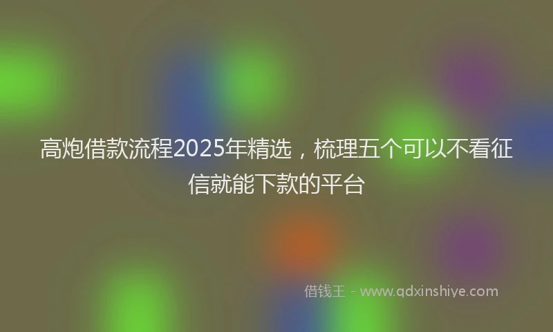 高炮借款流程2025年精选，梳理五个可以不看征信就能下款的平台
