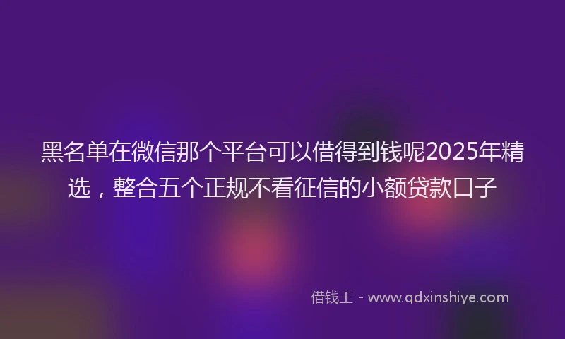 黑名单在微信那个平台可以借得到钱呢2025年精选，整合五个正规不看征信的小额贷款口子
