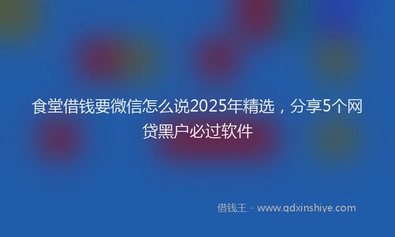 食堂借钱要微信怎么说2025年精选，分享5个网贷黑户必过软件