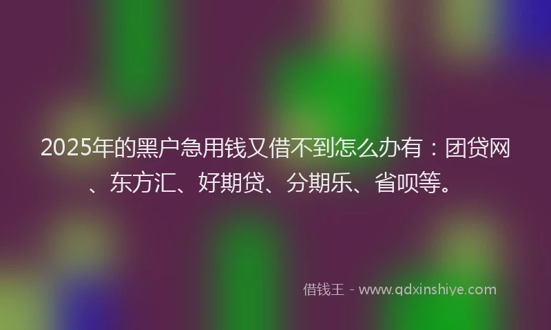 2025年的黑户急用钱又借不到怎么办有：团贷网、东方汇、好期贷、分期乐、省呗等。