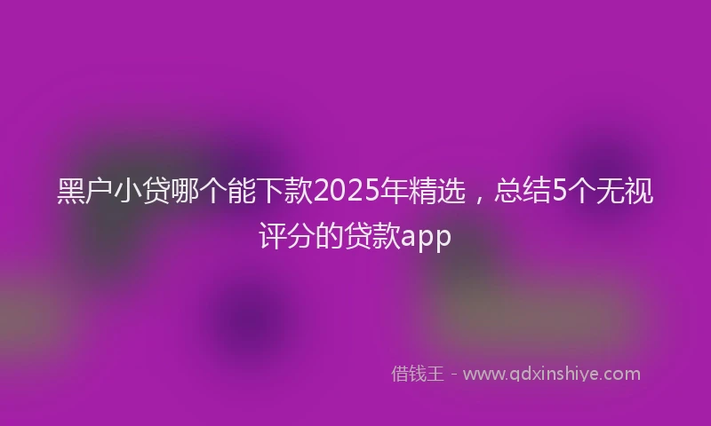 黑户小贷哪个能下款2025年精选，总结5个无视评分的贷款app