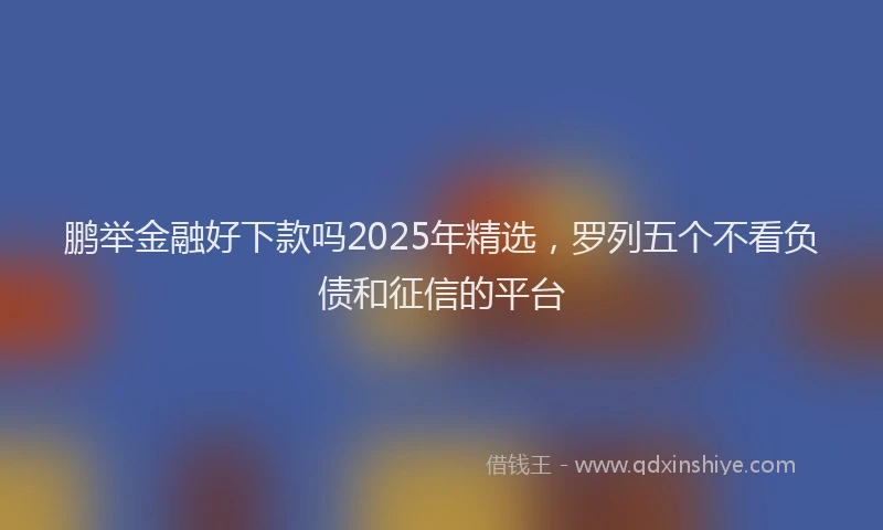 鹏举金融好下款吗2025年精选，罗列五个不看负债和征信的平台