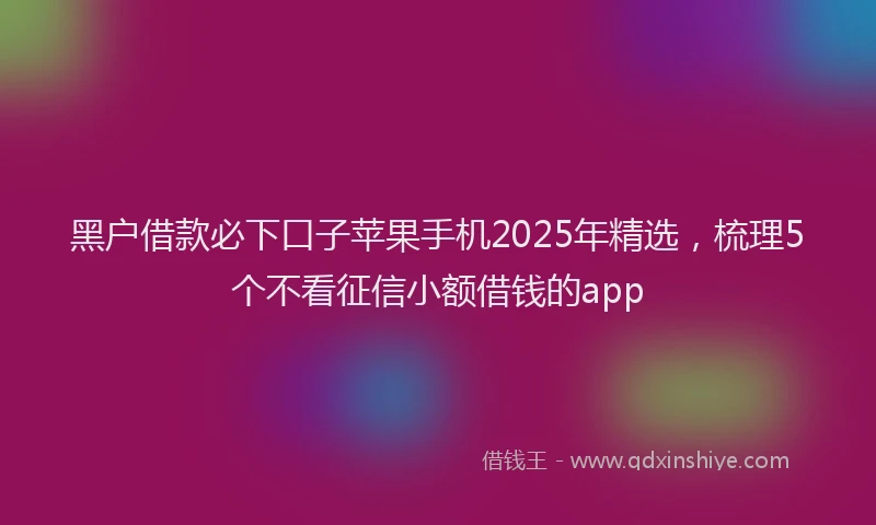 黑户借款必下口子苹果手机2025年精选，梳理5个不看征信小额借钱的app
