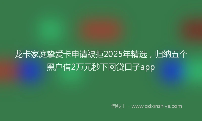 龙卡家庭挚爱卡申请被拒2025年精选，归纳五个黑户借2万元秒下网贷口子app