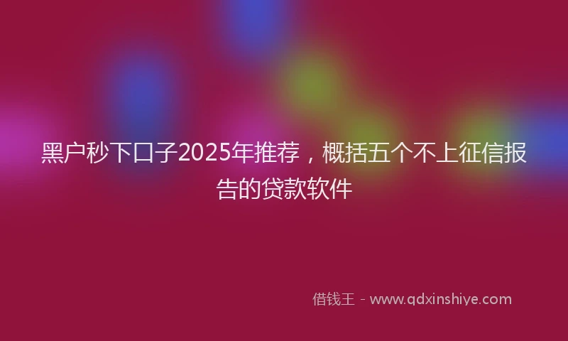 黑户秒下口子2025年推荐，概括五个不上征信报告的贷款软件