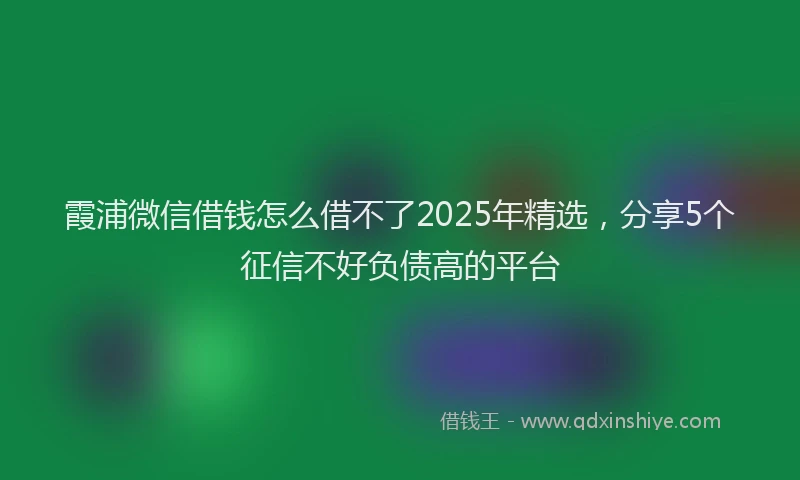 霞浦微信借钱怎么借不了2025年精选，分享5个征信不好负债高的平台