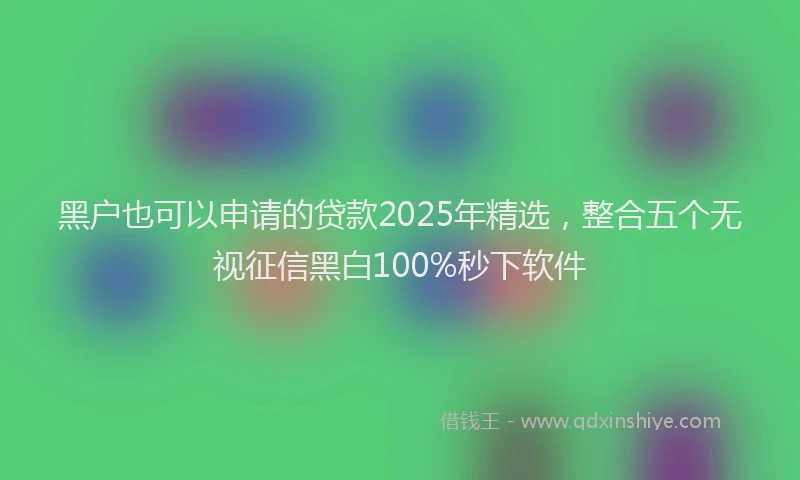 黑户也可以申请的贷款2025年精选，整合五个无视征信黑白100%秒下软件