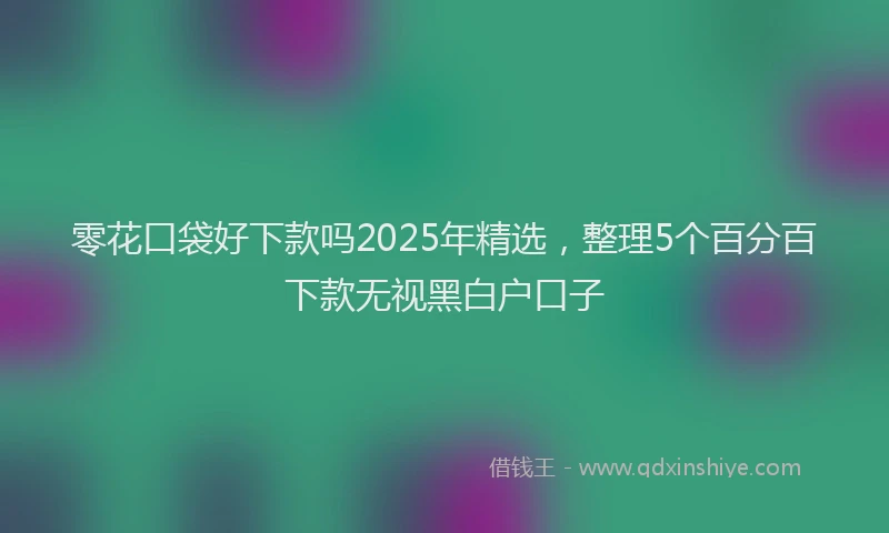 零花口袋好下款吗2025年精选，整理5个百分百下款无视黑白户口子